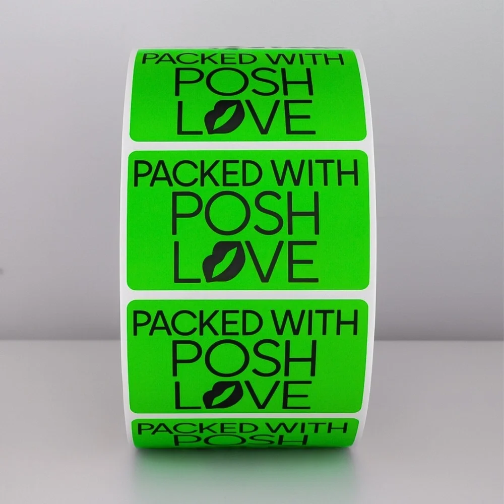 Packed With Posh Love Stickers | Purple Lips Labels for Poshmark Packaging